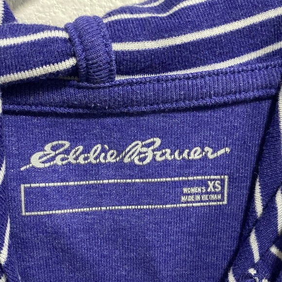 Eddie Bauer Striped Sleeve Lightweight Hoodie Purple Indigo‎ Blue XS - Picture 2 of 9
